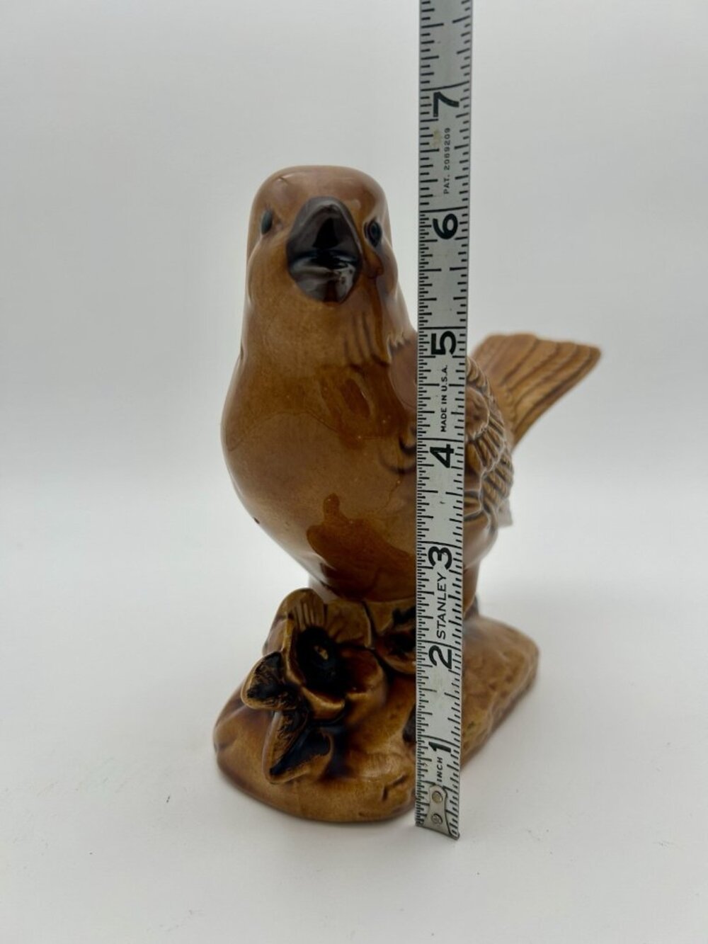 Vintage Glossy Brown Ceramic Bird with Flowers Planter-6.5" x 8" x 3" - Picture 4 of 7